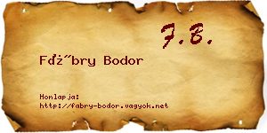 Fábry Bodor névjegykártya